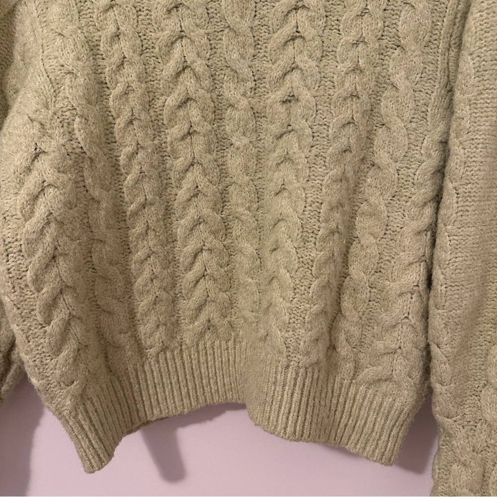 Mango Cable Knit Light Green Sweater Size Extra Small XS Women’s - Picture 2 of 8